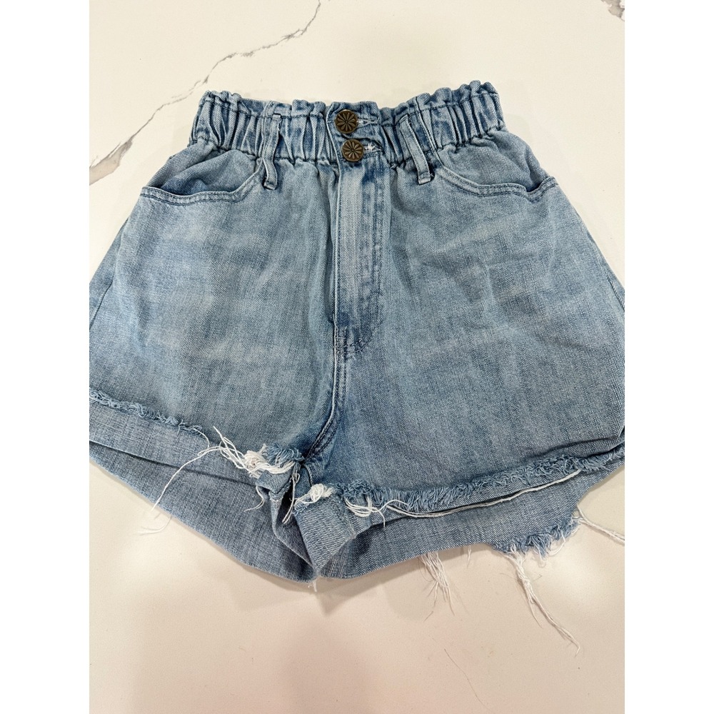 Show Me Your Mumu Emilia Shorts Moon River Light Wash Denim Paperbag Waist M